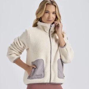 Vuori Sherpa Cream/Grey Zip Up Jacket